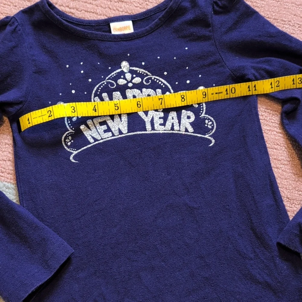 Girls 5T Navy Blue 'Happy New Year' Long Sleeve Shirt